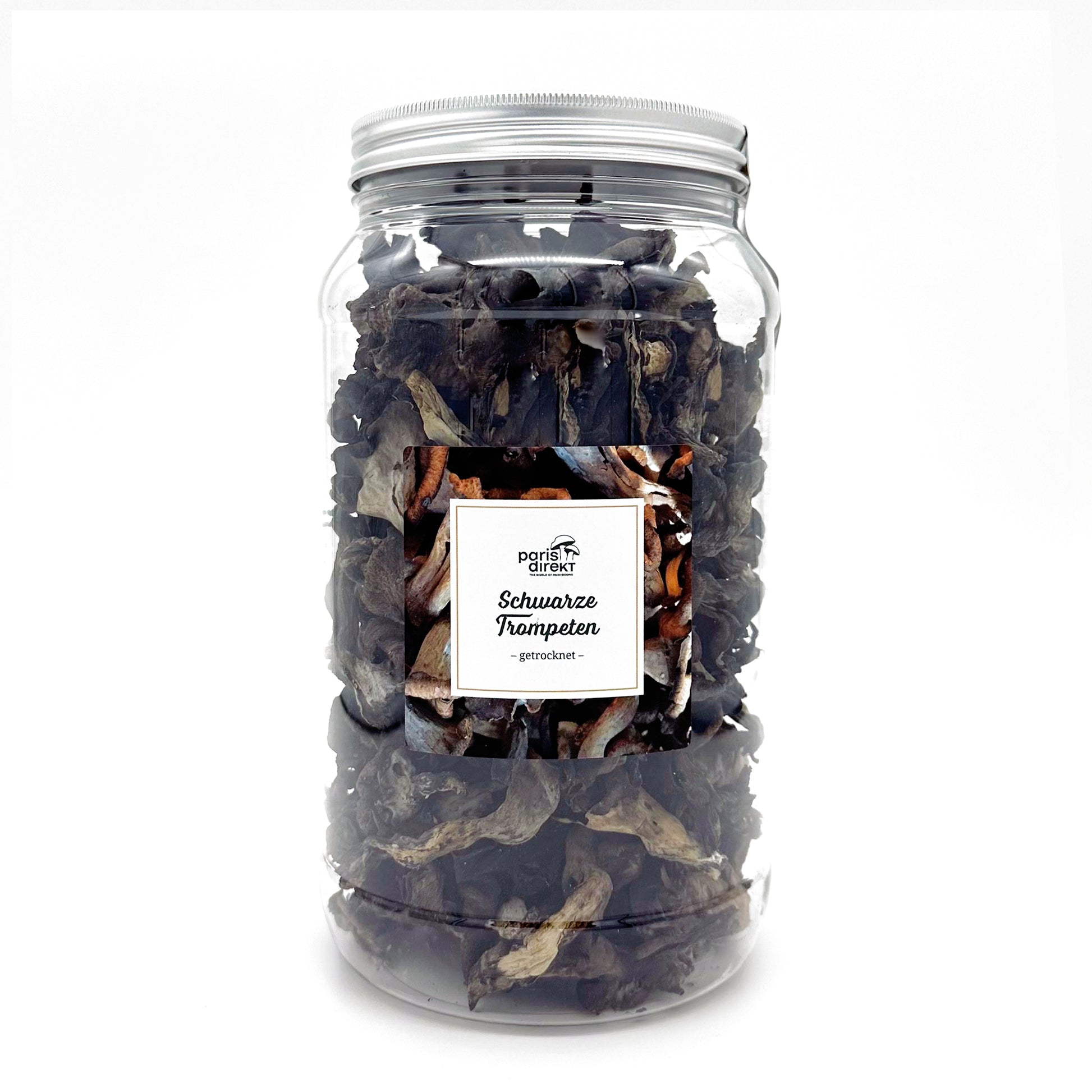 Schwarze Trompeten Pilze getrocknet im 150g Behälter von Paris Direkt.