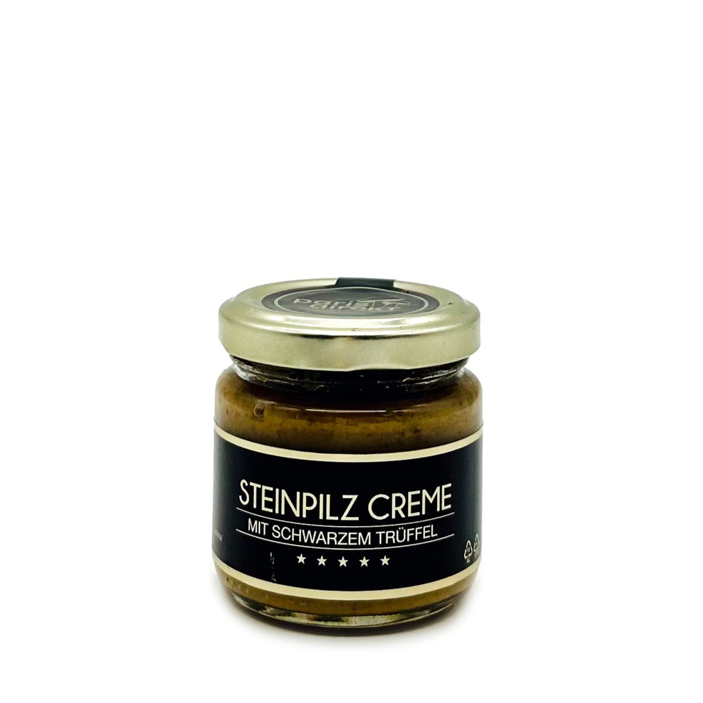 Steinpilzcreme mit schwarzem Trüffel und Olivenöl. Im 80g Glas erhältlich bei Paris Direkt.